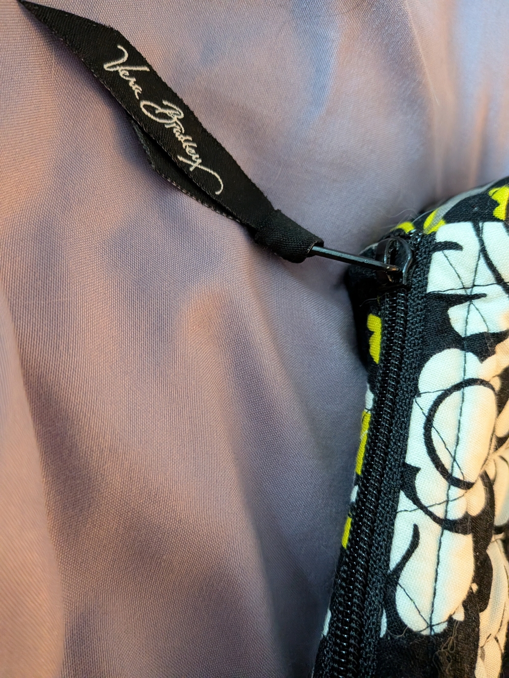 Vera Bradley Quilted Shoulder Bag - Black, White & Yellow Accents - Picture 10 of 10